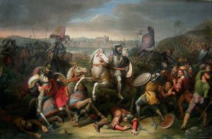 Herzog Erich von Calenberg rettet Kaiser Maximilian in der Schlacht bei Regensburg von Johann Christian Riepenhausen