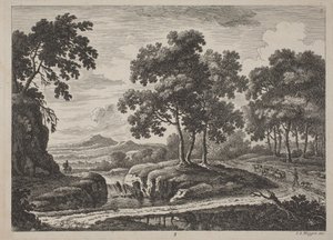 Panoramische Flusslandschaften mit Reisenden, 1734 von Johann Christoph Dietzsch