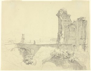 Brücke und Ruinenturm von Johann Christoph Erhard