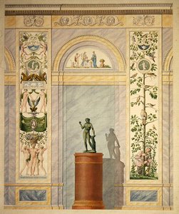 Zeichnung der Dekoration für die Rückwand des Speisesaals des Palastes in Kassel