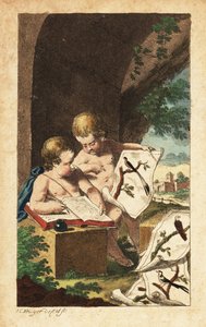 Zwei junge Ornithologen, die Vogelabdrücke studieren von Johann Conrad Kruger