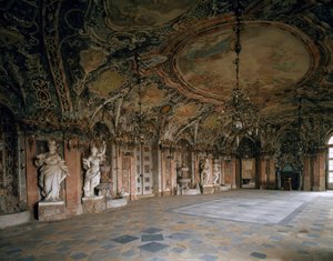 Ansicht des Großen Salons des Schlosses Weissenstein, Architekt Johann Dientzenhofer (1663-1726) 1714