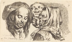 Alte Frau schimpft mit einem Mann von Johann Eleazar Schenau