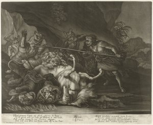 Jagd auf Löwen und Bären von Johann Elias Ridinger