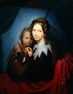 Erbprinzessin Auguste, die Sixtinische Madonna kopierend von Johann Friedrich Bury
