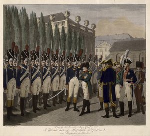 Parade der französischen Garde im Lustgarten in Berlin, 1806 - Juegel, Johann Friedrich (1772-1833) - 1806 - Aquatinta - 31,6x39 - Private Sammlung von Johann Friedrich Jügel