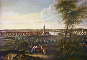 Ansicht der Kirche des Heiligen Geistes und des Vororts Nowawes vom Brauhausberg, 1771 von Johann Friedrich Meyer