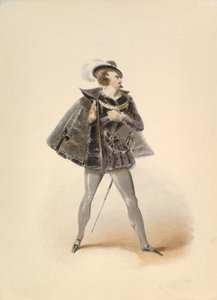 Kostümstudie für Belmonte in Die Entführung aus dem Serail von W.A. Mozart, ca. 1830-50