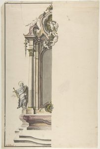 Entwurf für einen Ädikula-Altar mit St. Paulus links von Johann Georg Dirr