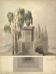 Entwurf für ein Grabmal, Rothgeisser in Nürnberg, Aufriss und Grundriss, 1826 von Johann Georg Dürschner