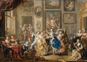 Tanzszene mit Palastinterieur, 1731-1734 von Johann Georg Platzer