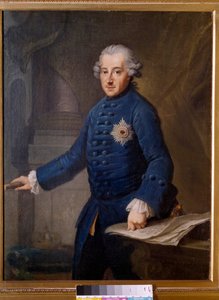 Porträt von Friedrich II. von Preußen (1712-1786). Der König von Preußen Friedrich II., genannt Friedrich der Große, war ein aufgeklärter Despot, der die Ideale des Zeitalters der Aufklärung trug. Gemälde von Johan Ziesenis (1716-1776). 1769. Frankfurt, Hi
