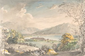 Blick auf das Kloster in Tegernsee von Nordosten von Johann Georg von Dillis