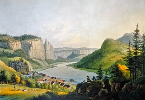 Ansicht von Wehlen an der Elbe nahe Königstein in Sachsen, gestochen von Johann-Friedrich Wizani (1770-1835) von Johann Gottfried (after) Jentsch