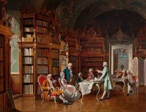 Bibliotheksszene, spätes 19. Jahrhundert von Johann Hamza