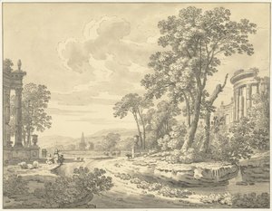 Italienische Landschaft mit Ruinen