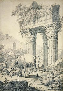 Kuh in kampanischer Landschaft von Johann Heinrich Roos