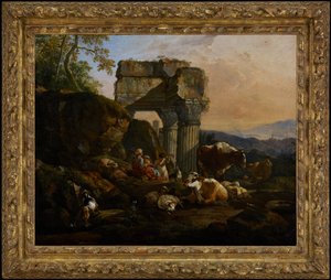 Römische Landschaft mit Vieh und Hirten von Johann Heinrich Roos