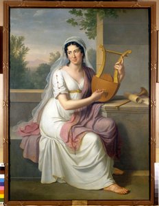 Porträt der spanischen Sängerin Isabelle Colbran (1785-1845) mit einer Lyra. Gemälde von Johan Heinrich Schmidt (1749-1829) 1817 Mailand, Museo del Teatro alla Scala