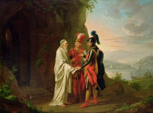 Carlo und Ubaldo besuchen den Zauberer auf der Suche nach dem verlorenen Rinaldo von Johann Heinrich Tischbein