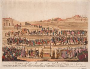 Der Einzug des Sultans Selim III zur Säbelgürtung am 13. April 1789, 1789 von Johann Hieronymus Loeschenkohl