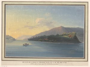 Blick auf die Insel St. Peter am Bielersee von Johann Joseph Hartmann