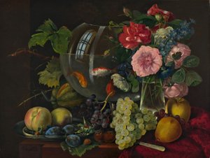 Stillleben mit Goldfischglas von Johann Knapp