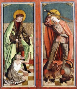 Heiliger Martin und der Bettler; und Heiliger Georg und der Drache - die Flügel eines Altars