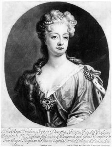 Sophia Dorothea, Königin von Preußen, graviert von John Smith, 1706