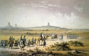 Heinrich Barth nähert sich Timbuktu, ca. 1860 von Johann Martin (after) Bernatz