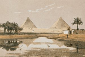 Die Pyramiden von Gizeh. Radierung von Bernatz et alii - Steinkopk J.F. Editore von Johann Martin Bernatz