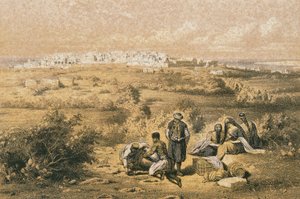 Ansicht von Haifa. Radierung von Bernatz et alii - Steinkopk J.F. Editore von Johann Martin Bernatz