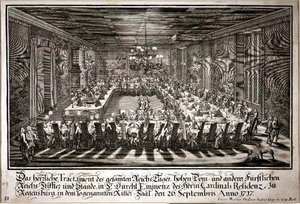 Bankett in der Königshalle im Palast des Kardinals von Regensburg, 26. September 1717