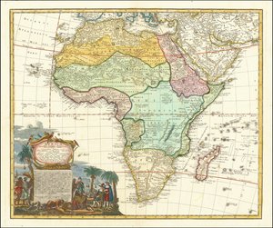 Karte von Afrika von 1737 von Johann Matthias Hase