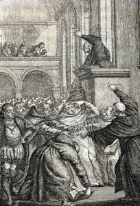 Gründung der Karls-Universität in Prag 1348 (Gravur von Johann Michael Mettenleiter)