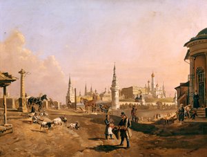 Blick auf die Bolshoy Kamenny Brücke und den Kreml von Zamoskvorechye, 1837 von Johann Nepomuk Rauch