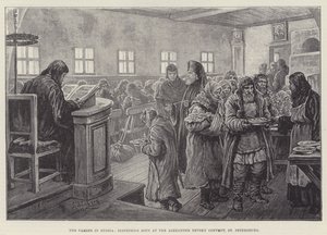 Die Hungersnot in Russland, Suppenausgabe im Alexander-Newski-Kloster, St. Petersburg von Johann Nepomuk Schonberg