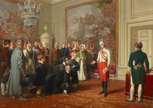 Kaiser Franz I. erteilt allgemeine Audienz von Johann Peter Krafft