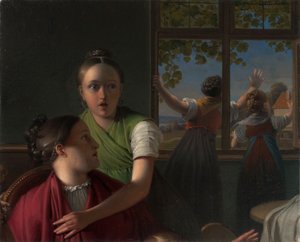 Vier Mädchen in einem Zimmer von Johann Peter Krafft