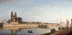 Magdeburg an der Elbe - Blick von Osten nach Westen, 1853