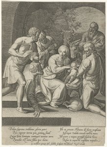 Anbetung der Hirten in einer Nische von Johann Sadeler (I)