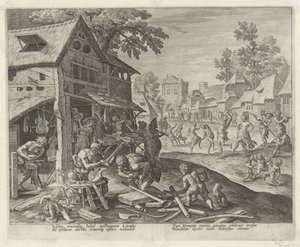 Jubal und seine Familie stellen Musikinstrumente her
Geschichte der Familie von Kain / Über gute und schlechte Arbeiten (Serientitel) von Johann Sadeler (I)