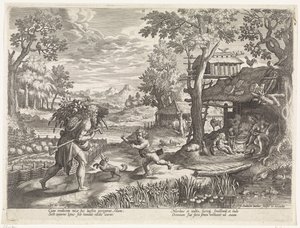 Set begrüßt Adam bei dessen Rückkehr vom Feld von Johann Sadeler (I)