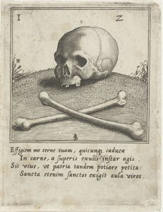 Vanitas-Darstellung mit einem Schädel und zwei Knochen