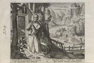 Nicoleos, Tafel 29 von 30 aus der Serie Sylvae Sacrae (Eremiten in Landschaften) von Johann Sadeler I