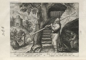Theodorus, Tafel 14 von 25 aus der Serie Trophaeum Vitae Solitariae (Männliche Einsiedler) von Johann Sadeler I
