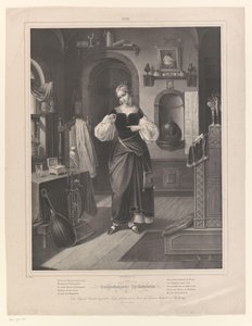 Interieur mit Frau mit Ring in der Hand