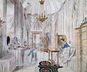 Ankleidezimmer der Kaiserin Carolina Augusta im Schloss von Wien, Aquarell auf Papier von Johann Stephan Decker von Johann Stephan Decker