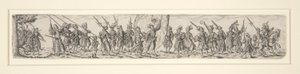 Marschierende Soldaten mit einem Fahnenträger von Johann Theodor de Bry