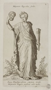 Melpomene, Muse der Tragödie, Tafel 8 aus Parnassus Biceps von Johann Theodor de Bry